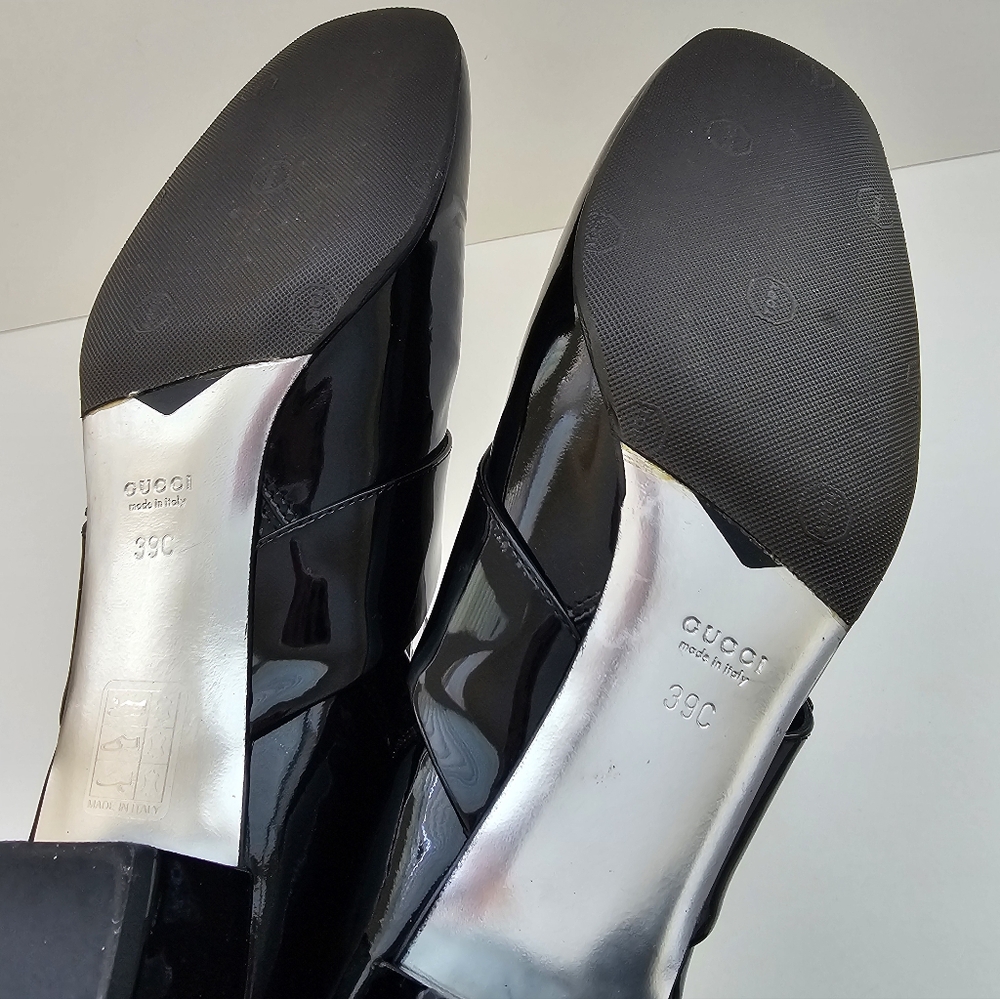 Gucci Black Patent Leather Buckle Combat Boots Size 39 With Anti Slip Sole - Picture 4 of 13